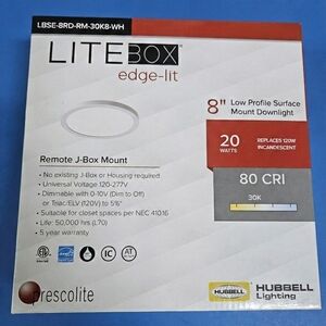 LiteBox Edge-Lit 8" Low Profile Surface Mount Downlight - White
